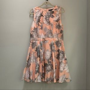 French Connection peach floral high neck mini